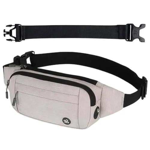 QKEPCY Bauchtasche Wasserdicht Hüfttasche für Herren Damen Klein Gürteltasche Klein Waist Nylon Fanny Pack mit Verlängerungsgurt für Reise Wandern Hundetraining Outdoor(Grau)