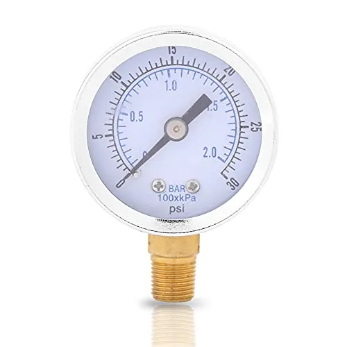 Niederdruckmanometer, 0-30psi 0-2bar Mini Dial Hydraulisches Manometer, 1/8