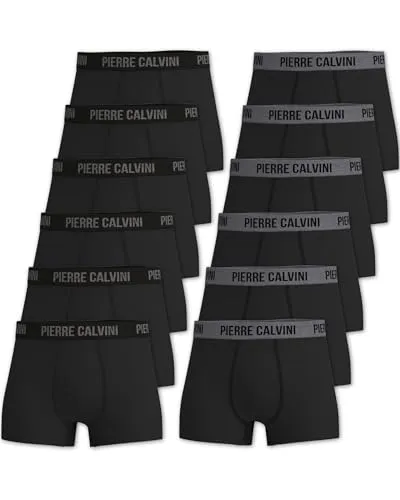 Pierre Calvini Herren Boxershorts Hipster 12er Pack – Bequeme Unterhosen aus Baumwolle mit Stretch – Atmungsaktive & Passgenaue Unterwäsche