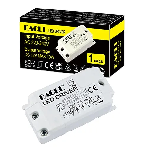 EACLL LED Trafo AC 240V zu DC 12V 850mA 10W Transformator, 1er-Pack. Für fahren Weniger als 10W MR11 G4 MR16 GU5.3 LED Birnen Lichtstreifen, Lampen Adapter Treiber Mini Netzteil