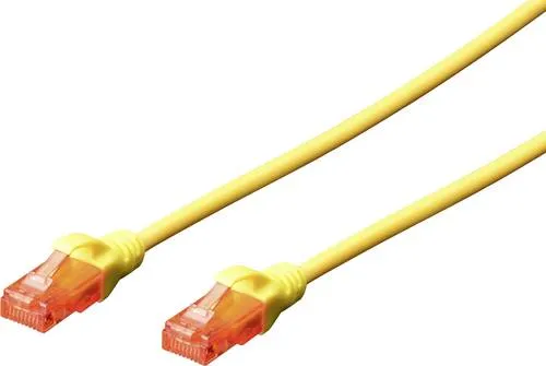 Digitus DK-1617-100/Y RJ45 Netzwerkkabel, Patchkabel CAT 6 U/UTP 10.00 m Gelb Flammwidrig, Halogenfrei, Rund, verdrillte Paare, Ungeschirmt 1 St.