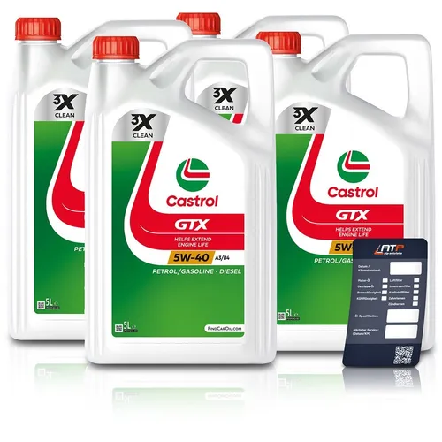 4x 5 L = 20 LITER CASTROL GTX 5W-40 A3/B4 MOTOR-ÖL MOTOREN-ÖL