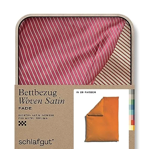 Schlafgut Bettdeckenbezug Woven Satin Fade - Gelb/Rot, 135-140x200 cm - Hochwertiger Bettdeckenbezug aus Woven Satin mit Farbverlauf, pflegeleicht und atmungsaktiv. Ideal für einen erholsamen Schlaf, Oeko-Tex® zertifiziert.
