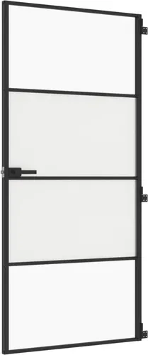 vidaXL Schlanke Haustür aus Hartglas und Aluminium in Schwarz 93x201,5 cm - Moderne Innentür aus robustem Hartglas und Aluminium, ideal für stilvolle Eingänge und optimale Lichtdurchlässigkeit.