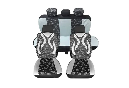 OMAC Autositzbezug Sitzbezüge für Megan Clio Laguna Grau Vorne+Hinten 1+1+3, Atmungsaktiv,Einfache Installation,Soft-Touch-Oberfläche