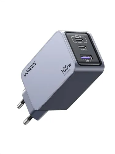 UGREEN USB C Ladegerät 100W, Nexode Mini 3-Port Schnellladegerät