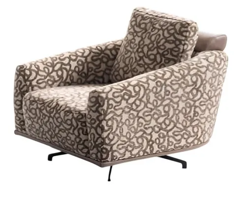 Eleganter Designer-Sessel mit gemustertem Stoffbezug - Moderner Sessel für Wohnzimmer und Flur, mit stilvollem gemustertem Bezug und stabilen Metallfüßen. Ideal für gemütliche Stunden und ansprechendes Ambiente.