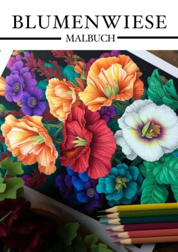 Blumenwiese: Malbuch für Erwachsene mit 25 fantastischen Blumen