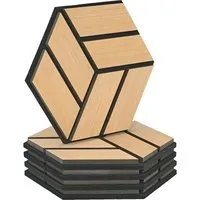 Homestyle4u Akustikpaneel, Sechseckig aus Holz, 30x26x2 cm - Wand & Decke – 5 schalldämpfende Paneele in natürlicher Holzoptik verbessern die Raumakustik und bieten kreative Gestaltungsmöglichkeiten für jeden Raum.