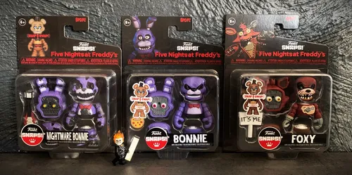 Funko SNAPS Five Nights at Freddy's Foxy, Bonnie & Nightmare Bonnie - 3er Set von Funko SNAPS, ideal für Sammler. Die Figuren sind untereinander kompatibel und bieten ein einzigartiges Spielerlebnis im Horrorgenre. Höhe: ca. 9 cm, originalverpackt.