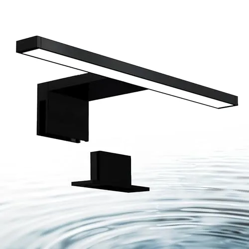 B.K.Licht Spiegelleuchte Bad - 2 in 1 Montage, 300mm, Schwarz - Spiegelleuchte für Badezimmer mit neutralweißer Lichtfarbe (4.000 K) und 650 Lumen. Ideal zum Schminken oder Rasieren, IP44 spritzwassergeschützt und einfach zu montieren.