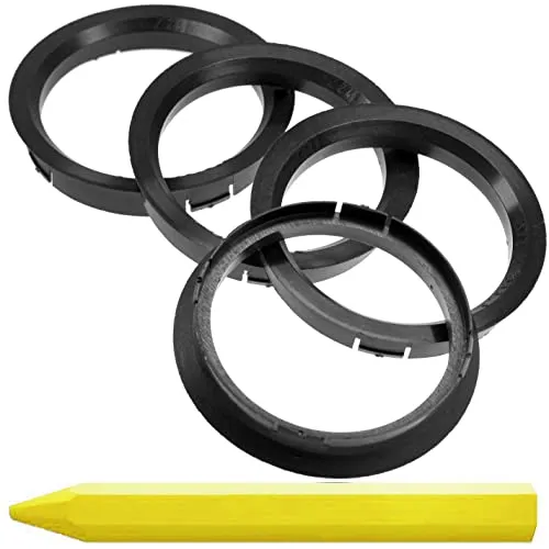 RKC 4X Zentrierringe Schwarz 76,0 mm x 66,6 mm + 1x Reifen Kreide Fett Stift