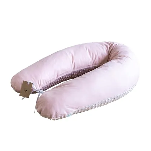 Loolay Stillkissen ROSE Baumwolle/ MINKY Schwangerschaftskissen Stillkissen Frau Kissen, WEICH oder EPS Kügelchen Füllung; 170 oder 190 cm SIZE-Standard, Altrosa Puderrosa Staubrosa Stillkissen + Bezug mit Reißverschluss!, LOOLAY® 100% Europäische Stoffe und Kleinserien-Nähen! Frau Geschenk! 190 cm