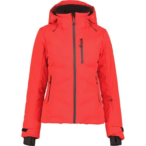 Icepeak Flovilla Korallenrot 46 - Wattierte Damenjacke - Regenjacke für Damen mit 10.000 mm Wassersäule und atmungsaktivem Material. Ideal für aktive Outdoor-Aktivitäten, ausgestattet mit abnehmbarer Kapuze und praktischen Taschen.