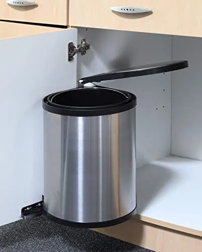 Spetebo Edelstahl Einbau Mülleimer - 12 Liter, schwenkbarer Abfallsammler für Küchenschrank, platzsparend und einfach zu montieren