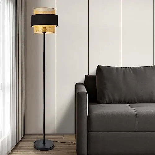 lux.pro Stehleuchte Albans - Elegante Bodenlampe für Wohnzimmer und Büro - Standleuchte & Deckenfluter, stilvolles Design in Schwarz/Gold, ideal für wohnliche Akzente und gemütliche Atmosphäre.