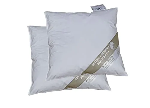 Betten Hofmann Federkissen 2 Stück – Komfortable Kleinkissen für jeden Bedarf - 2 Kleinkissen (35x35 cm) für optimalen Schlafkomfort. Füllung aus 85% Federn und 15% Daunen, Bezug aus 100% Baumwolle. Waschbar bis 60°C und trocknergeeignet – ideal für Rückenschläfer und Seitenschläfer.