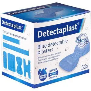 Detectaplast Pflaster Fingerkuppe, 50 Strips, wasserfest, detektierbar, antibakteriell,6,8x3,8cm