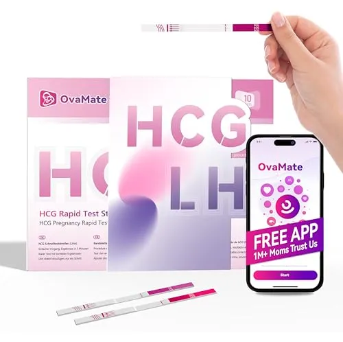 OvaMate 30 Ovulationstest + 10 Schwangerschaftstest Frühtest, Unterstützt von Free OvaMate APP, 10 miu/ml Frühschwangerschaftstest, 25 mIU/ml