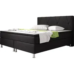 Boxspringbett B1 180x200 cm - Komfortabler Schlaf in Schwarz - Boxspringbett B1 180x200 cm in Schwarz bietet hervorragenden Schlafkomfort dank Taschenfederkernmatratzen und PolyurethanSchaum-Topper. Perfekt für erholsame Nächte und individuelles Liegegefühl.