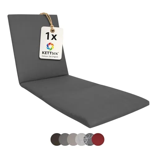 KETTtex EXKLUSIV Auflage Liege Anthrazit I Gartenliege Polster 200x60x4cm I KTH2 Liegenauflage weich & strapazierfähig I langlebige Liegeauflage pflegeleicht I Dessin 8867