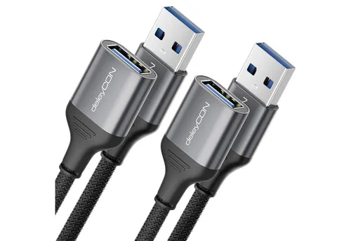 deleyCON deleyCON 2x 1m USB 3.0 Verlängerungskabel (5Gbps, A Stecker/A Buchse, USB-Kabel