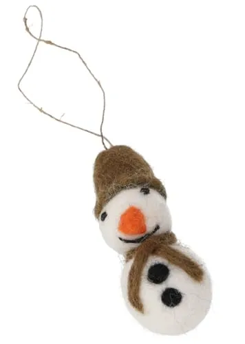 GURU SHOP Filzfigur Schneemann, Baumbehang aus Filz, Weihnachtsschmuck aus Filz -, Braun