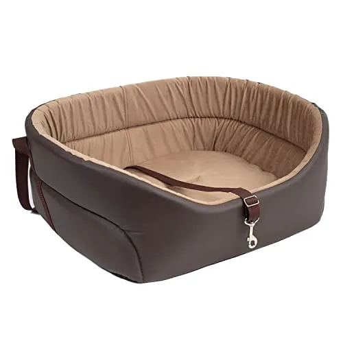 Hunde Autositz Universal Waschbar Abriebfest, Autositz Hund für Vordersitz, Beifahrersitz, Rückbank, Hundebett Hundetasche, L: 56 cm x 48 cm, Braun