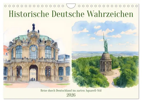Historische Deutsche Wahrzeichen (Wandkalender 2026 DIN A4 quer), CALVENDO Monat