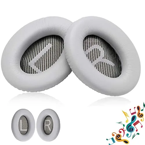 RUIKDLY Ersatz Ohrpolster für Bose QuietComfort 35ii Professionelle Earpads Ersatz Ohrkissen für Bose QC35ii QC35 QC25 QC15 QC2 AE2 AE2i AE2w ohrumschließende Over-Ear Kopfhörer-Silbergrau Geschenke