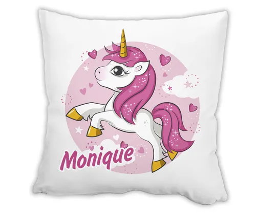 Kissen mit Name Einhorn Geschenk Kinder Kuschelkissen Kinderzimmerdeko pink rosa