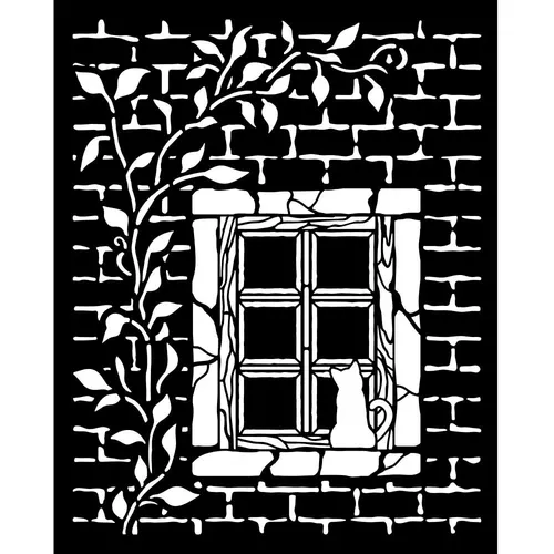 Stamperia Stencil 20x25 CM Herbarium Silvae Fenster Landhaus