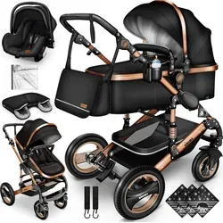 KIDUKU Kombi-Kinderwagen ® 3 in 1 in gold von KIDUKU