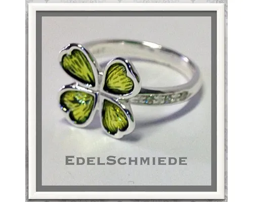 Edelschmiede925 Silberring Silberring mit Glückskleeblatt 925/- Silber Ringgröße 58