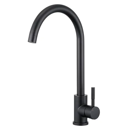 BONADE Wasserhahn Küche Schwarz: Hochwertige Edelstahlarmatur mit 360° Schwenkfunktion - Armaturen - Hochwertige Küchenarmatur aus rostfreiem Edelstahl mit 360° Schwenkbereich, ideal für eine einfache Handhabung in der Küche und ein elegantes Design.