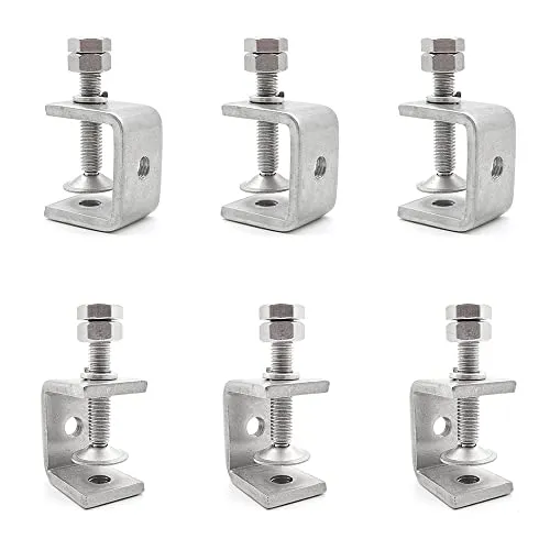 GOIYZTTR 6 Stück C Klemme Edelstahl Schwerlast C Zwingen Einstellbar Hochleistungs Trägerklemme Für Heimwerker Holzbearbeitung, Schweißtischlerei