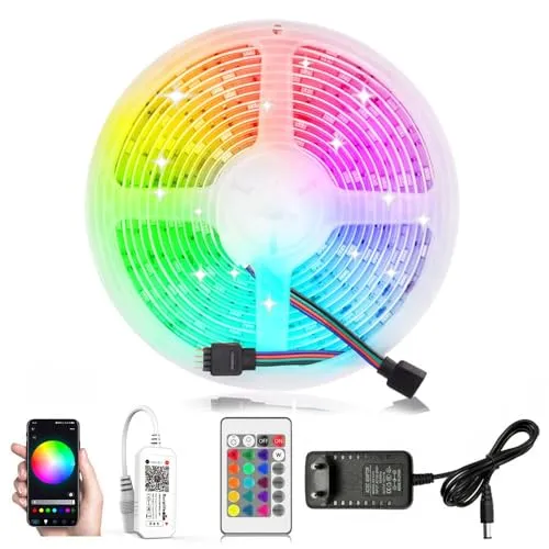 Arotelicht 12V 5M LED Streifen WiFi RGB Strip Kit,mit Netzteil&Controller 150LEDs 5050SMD Smart RGB Stripe Lichtleiste Kompatibel mit Alexa,Google Home Smartphone für Haus,Party,Hochzeit,Dekoration