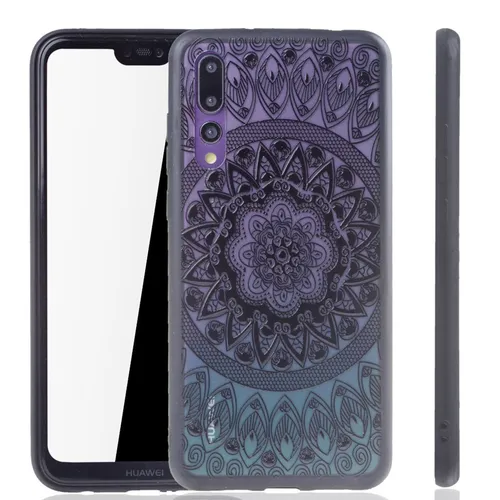 Huawei P20 Pro Handy Hülle Schutz Cover Hard Case Mandala Etuis Kreis Schwarz