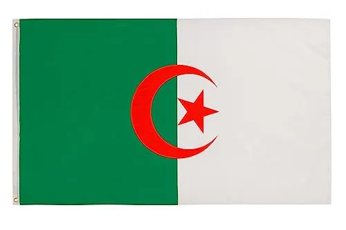 PHENO FLAGS Algerien Flagge 90x150cm - wetterbeständige Fahne mit Messingösen, 100% Polyester, robuste Doppelnaht & in lebendigen Farben - ideal für Flaggen-Liebhaber