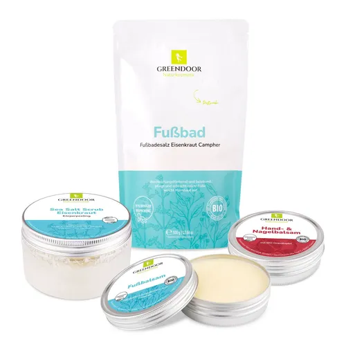 GREENDOOR Hand- und Fußpflegeset - Umfassendes Pflegeset für Hände und Füße mit Fußbad, Peeling und Balsamen. Ideal für intensive Feuchtigkeit und Pflege. Verwöhnen Sie Ihre Haut und genießen Sie die Vorteile einer professionellen Pflege zu einem attraktiven Preis.
