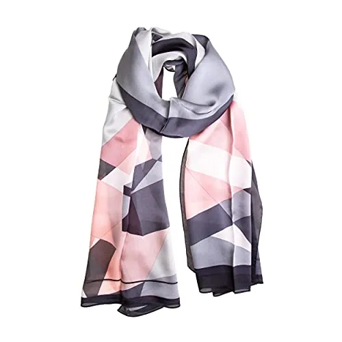Eleganter Seidenschal Halstuch in Grau-Rosa 170x53cm - Schals & Tücher, aus hochwertiger Seide, ideal für jedes Outfit und jede Jahreszeit, verleiht einen klassischen und modernen Look.