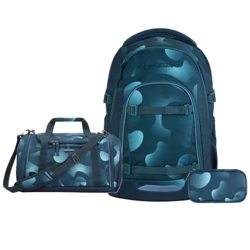 Coocazoo Mate Schulrucksack Set 3tlg. inkl. Sporttasche (Aqua Flow)