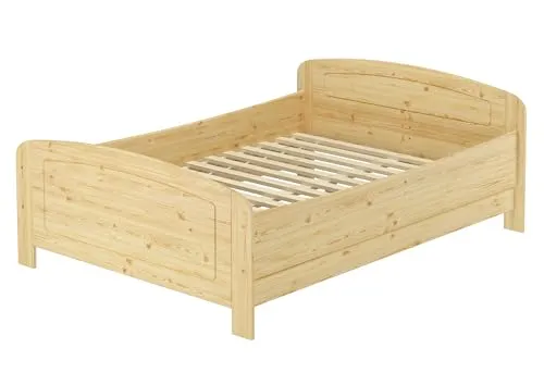 Erst-Holz®Seniorenbett extra hoch 140x200 Doppelbett Holzbett Massivholz Kiefer Bett mit Rollrost 60.44-14
