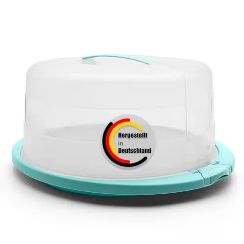BigDean Kuchen Transportbox Rund mit Kühlfach – Sicherer Transport für Ihre Backwaren - Kuchenbehälter mit stabilem Tragegriff und integriertem Kühlfach, ideal für den sicheren Transport von Torten und Kuchen, Made in Germany.