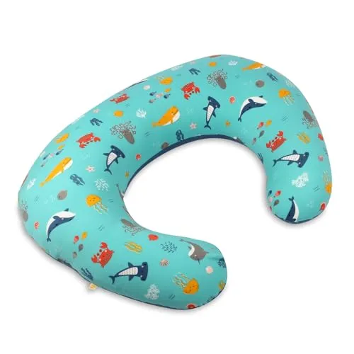 schlummersack Ergonomisches Stillkissen klein mit Baumwoll-Bezug Meerestiere - Stillkissen für ergonomische Unterstützung beim Stillen, ideal auch für Babys erste Sitzversuche. Hergestellt aus 100% Baumwolle, Oeko-Tex zertifiziert, maschinenwaschbar und praktisch für Zuhause und unterwegs.
