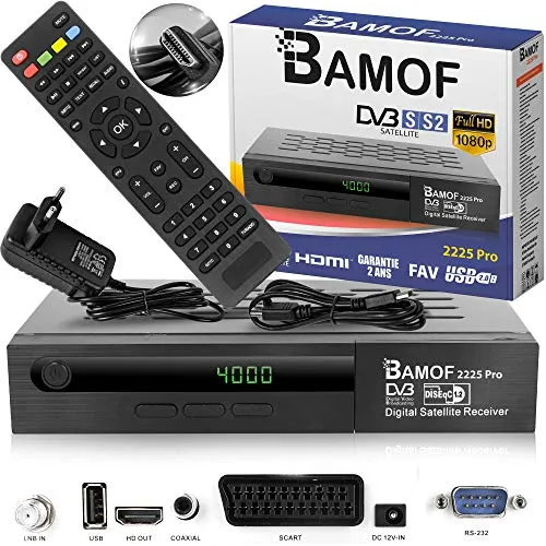 hd-line Bamof 2225 PRO Sat Receiver - TV-Receiver mit Full HD 1080p, vorprogrammiert für Astra, Hotbird und Türksat. Genießen Sie hohe Bild- und Tonqualität sowie eine benutzerfreundliche Installation.