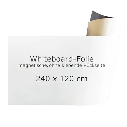 ESENG Whiteboard-Folie 240x120 cm, zuschneidbar und magnetisch - Hochwertige magnetische Whiteboard-Folie mit glänzender Oberfläche, perfekt für individuelle Größenanpassungen. Ideal für den Einsatz in Innenräumen, leicht zu entfernen und hinterlässt keine Rückstände.