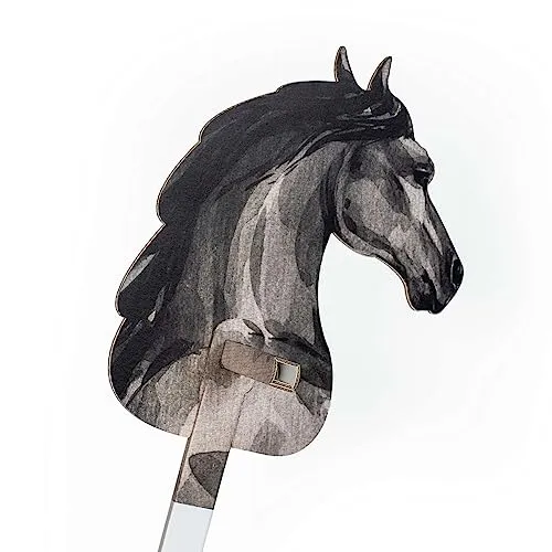 FOLDZILLA Steckenpferd aus Pappe 115 x 40 x 25 cm Hobbyhorse Stockpferd - Pferd schwarz