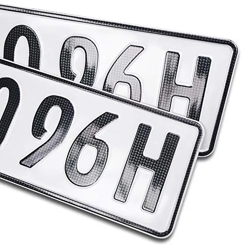 schildEVO 2 Carbon H-Kennzeichen | Oldtimer Historisch | OFFIZIELL amtliche Nummernschilder | DIN-zertifizierte Wunschkennzeichen mit individueller Prägung | H-Autokennzeichen