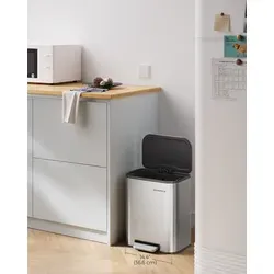 SONGMICS Mülleimer, Küche, 20 Liter Abfalleimer mit Deckel, Tretmülleimer